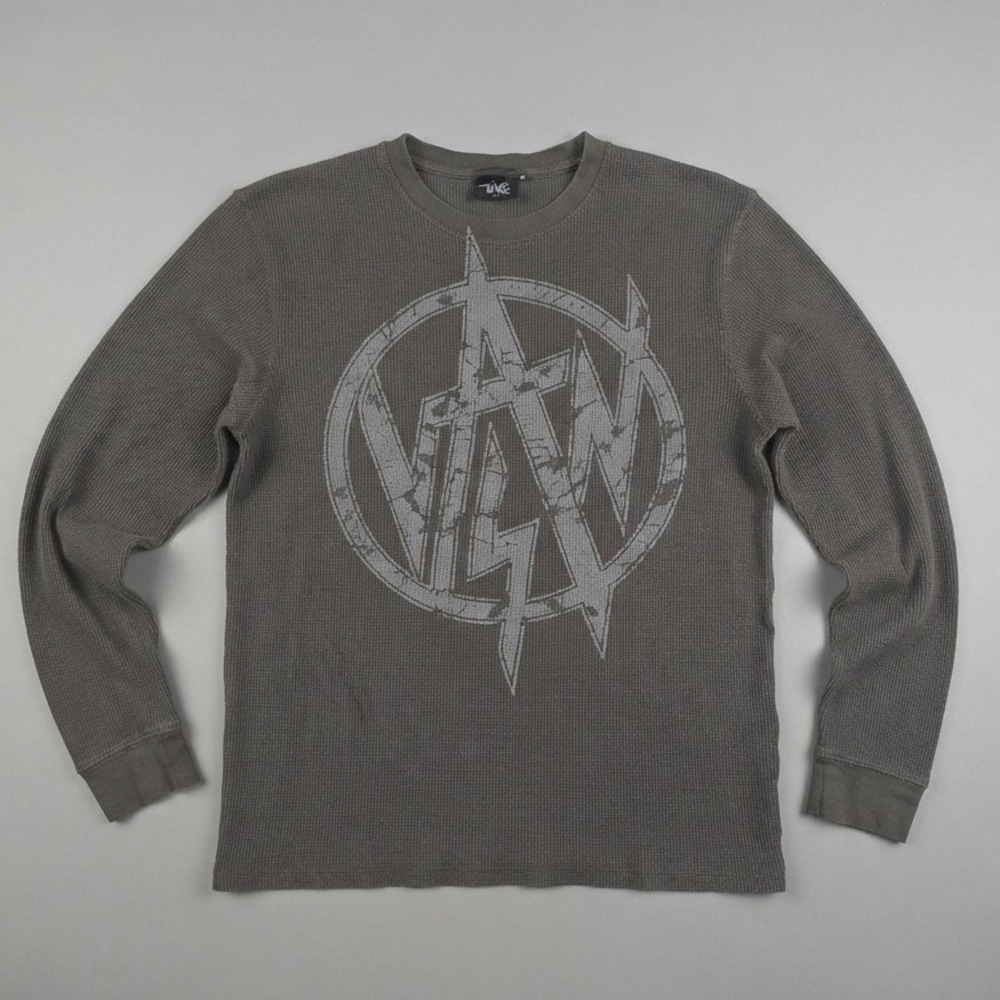 Vintage Y2K Vans Mens Long Sleeve Thermal Waffle‎ Knit Graphic Shirt Large